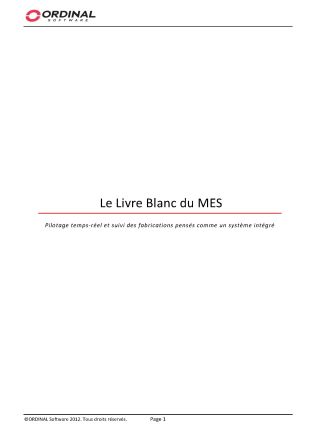 Livre Blanc du MES : pilotage temps-­réel et suivi des fabrications pensés comme un système intégré