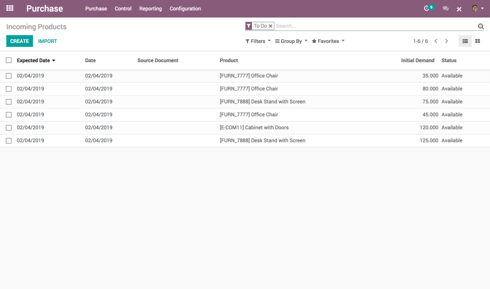 Odoo Purchase