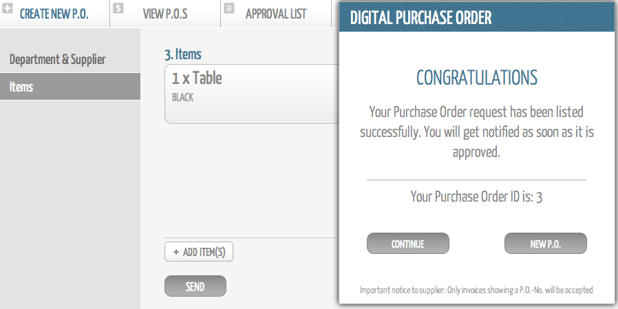 Digital Purchase Order