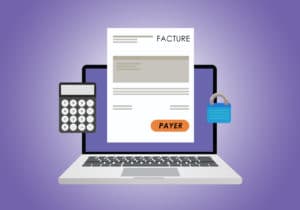 online digital invoice using computer calculator and credit card