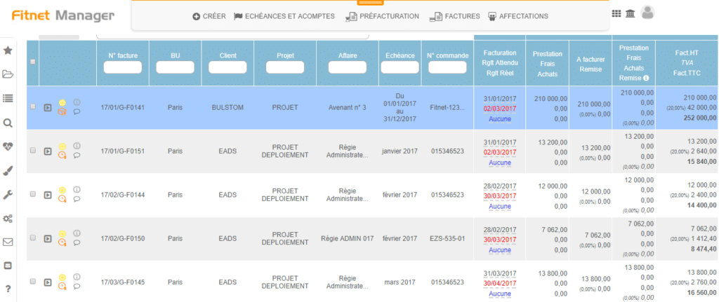 Logiciel de gestion par affaire Fitnet Manager