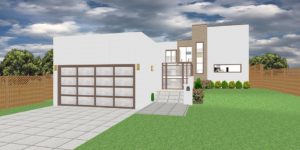 simulation 3D d'une construction de maison cubique CAO logiciel