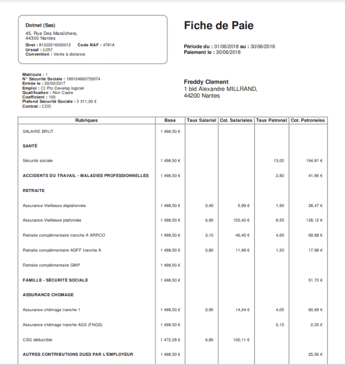 Fiche de paie en ligne