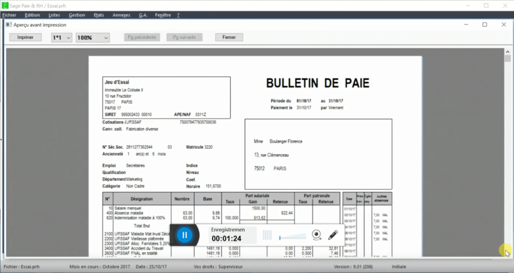 fiche de salaire logiciel sage