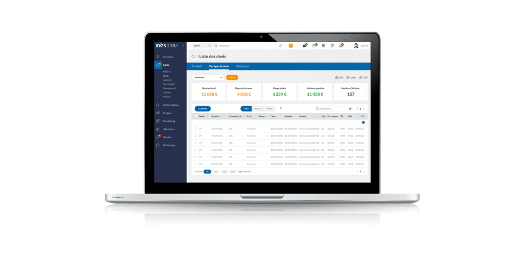 ines crm, gestion des ventes