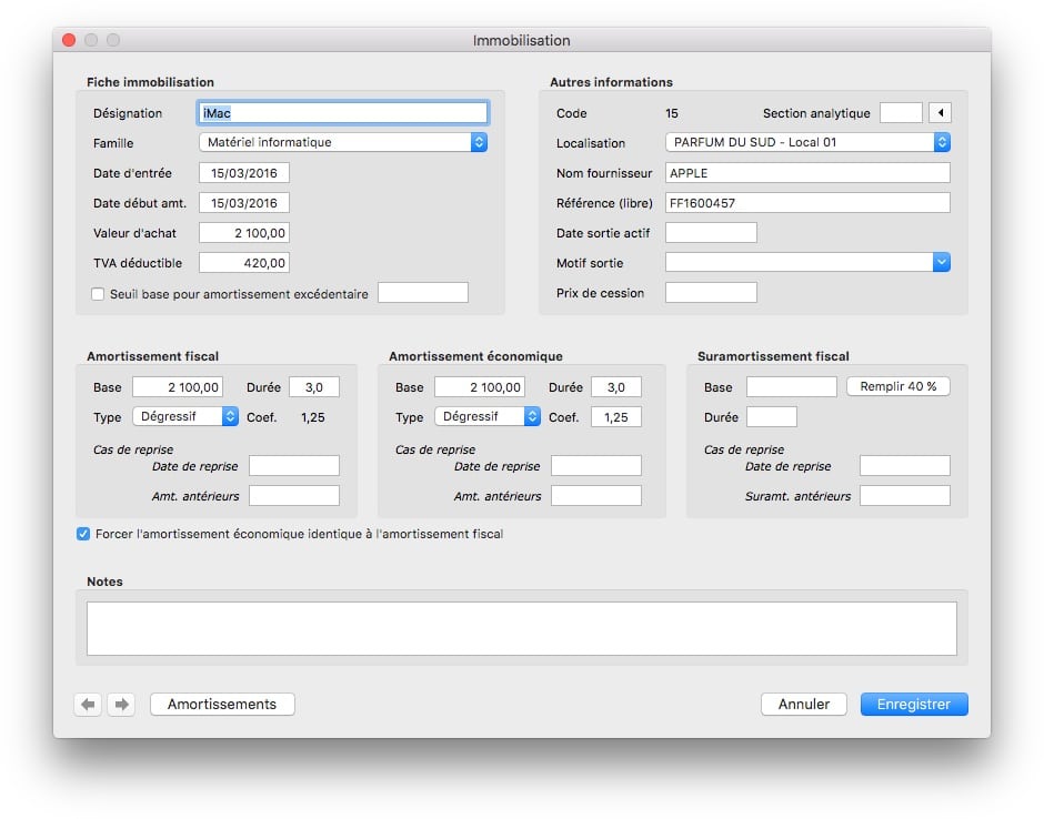 COGILOG immobilisations