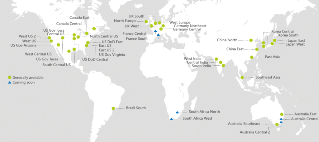 serveurs cloud azure monde