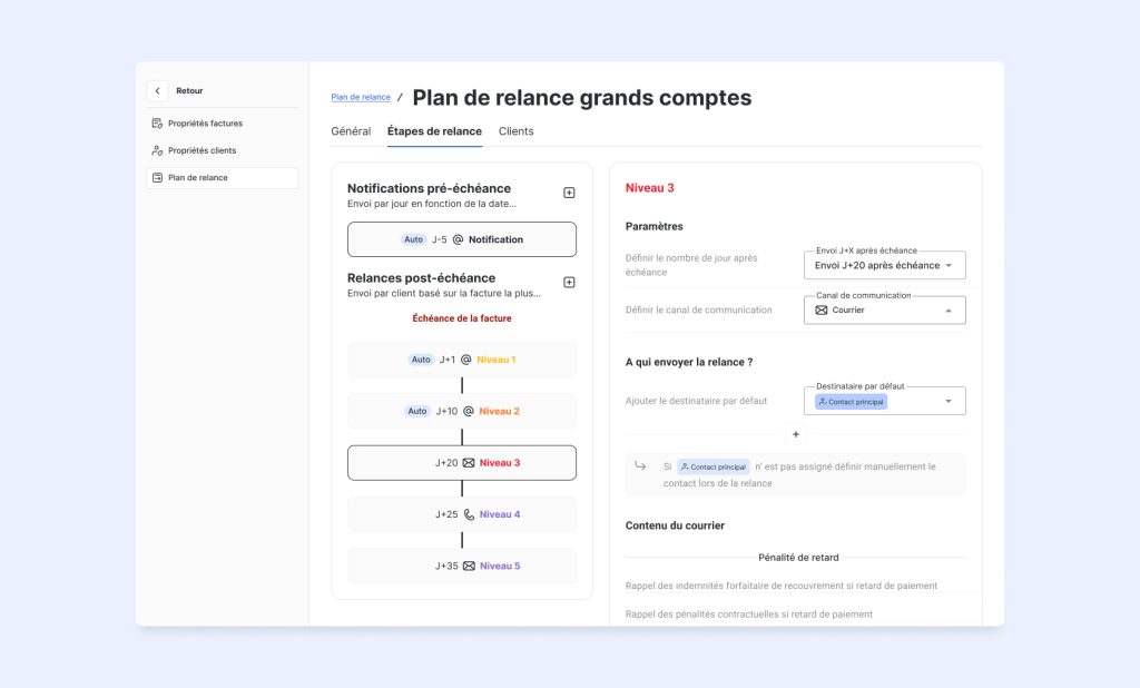 tableau de bord - logiciel de recouvrement