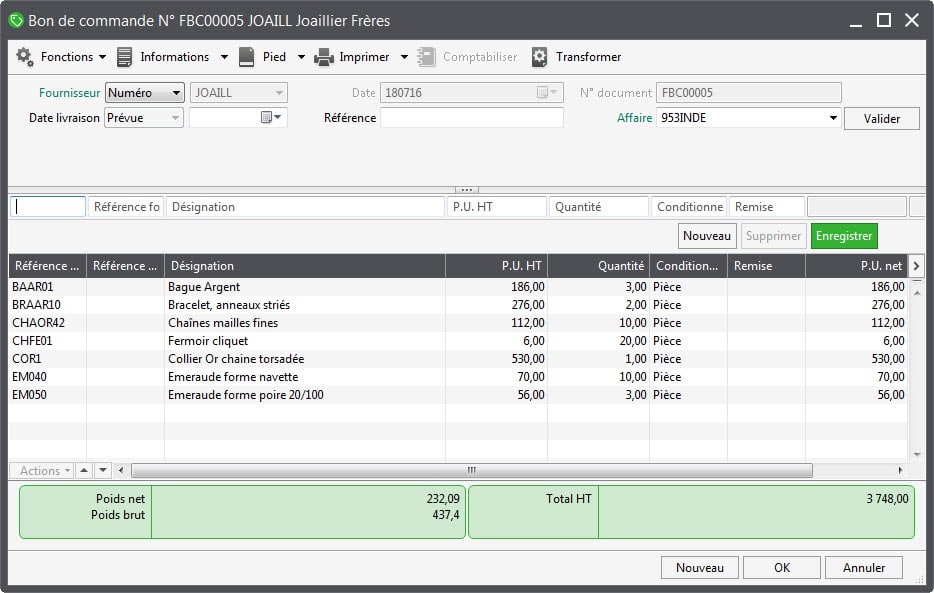 logiciel gestion Bon de commande