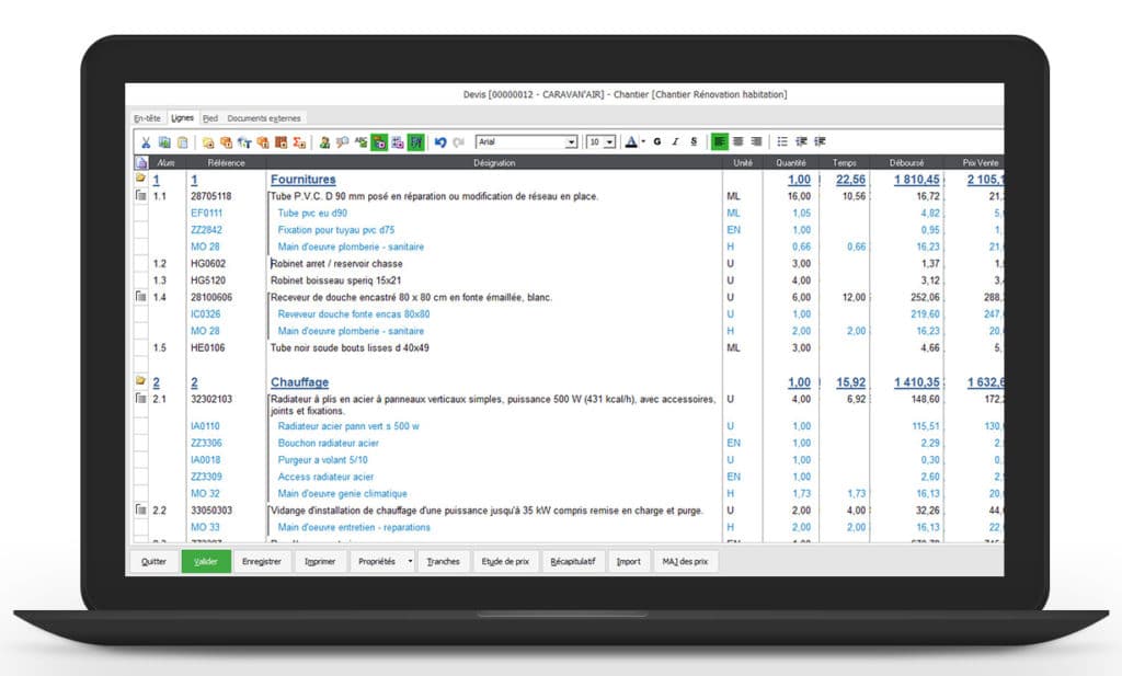 Batigest logiciel devis batiment