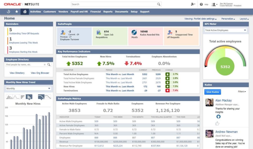 logiciel RH HCM netsuite